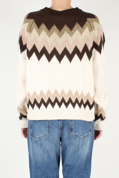 Zigzag Decorated Crew Neck Sweater