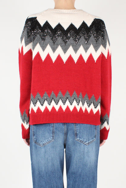 Zigzag Decorated Crew Neck Sweater