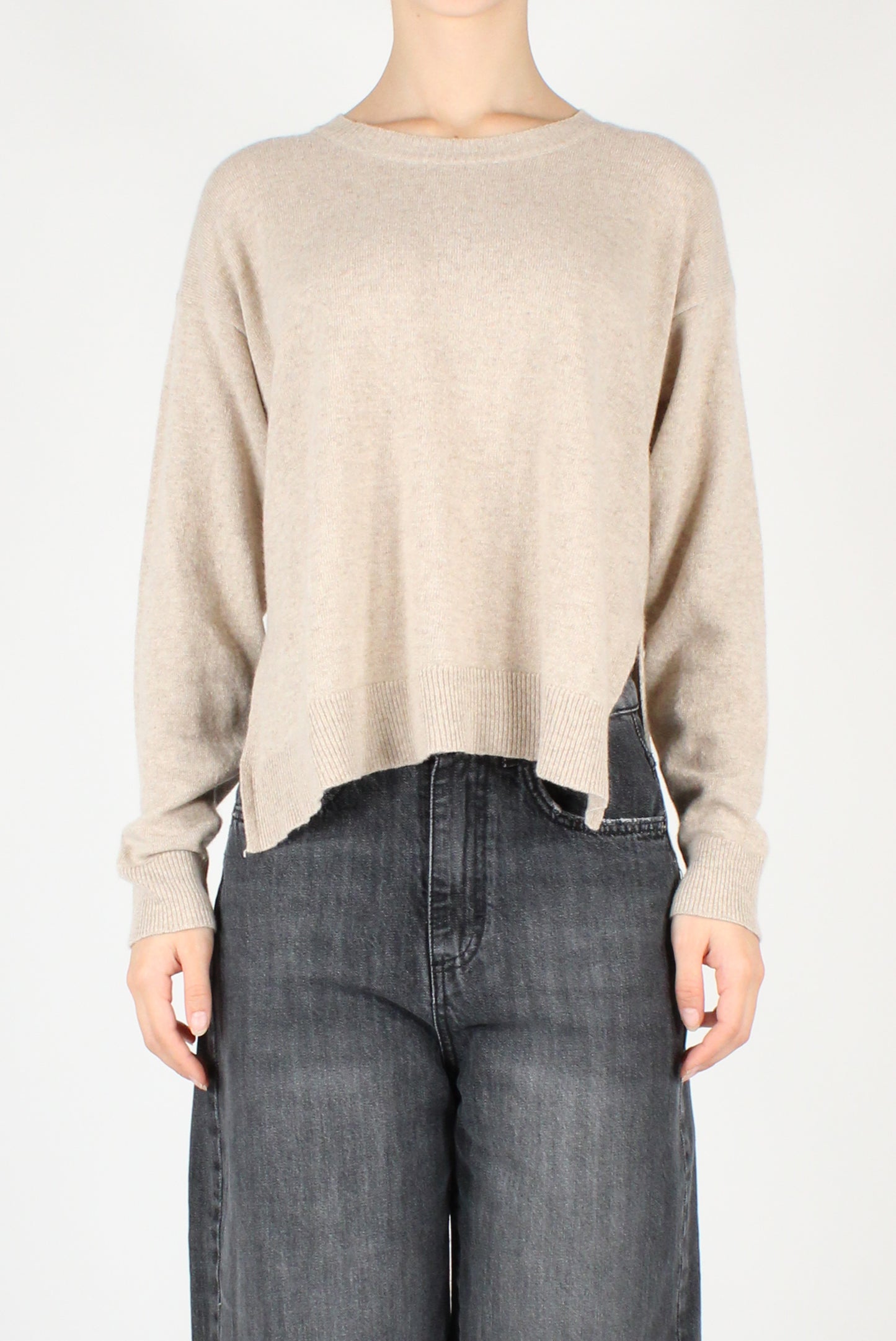 Oversized Asymmetric Crewneck Sweater