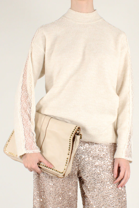 Sweater with Lace on the Sleeves
