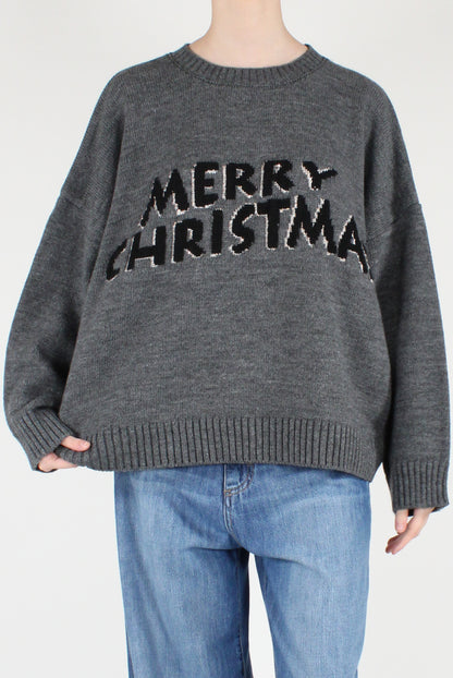 Maglione Over Scritta "Merry Christmas"