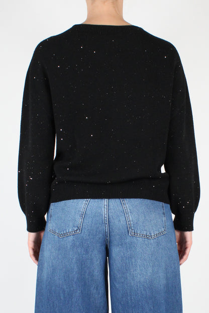 Maglione Scollo Tondo con Micro Paillettes