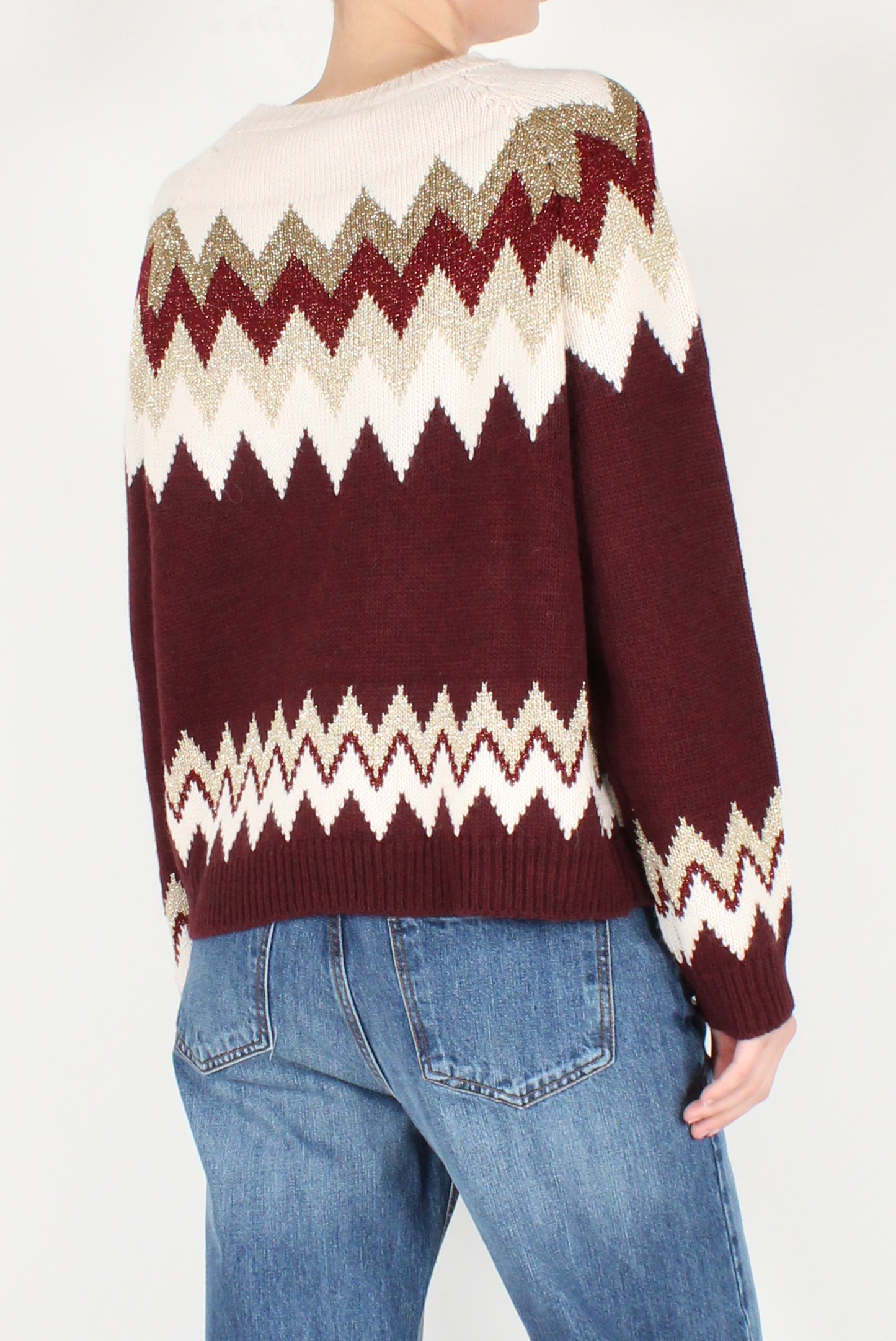 Zigzag Decorated Crew Neck Sweater