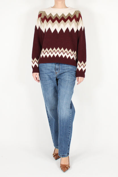 Zigzag Decorated Crew Neck Sweater