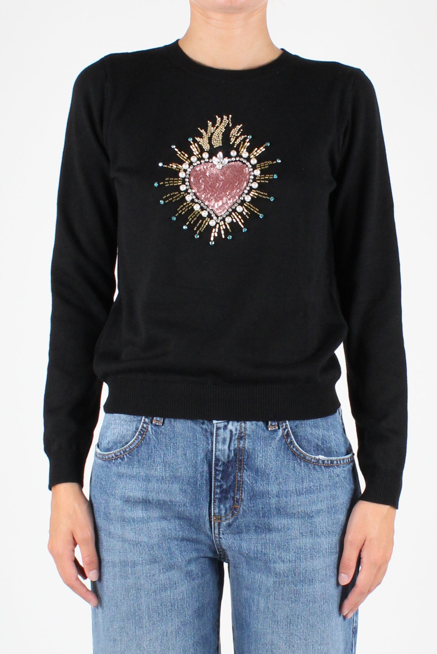 Sacred Heart Embroidery Crewneck Sweater