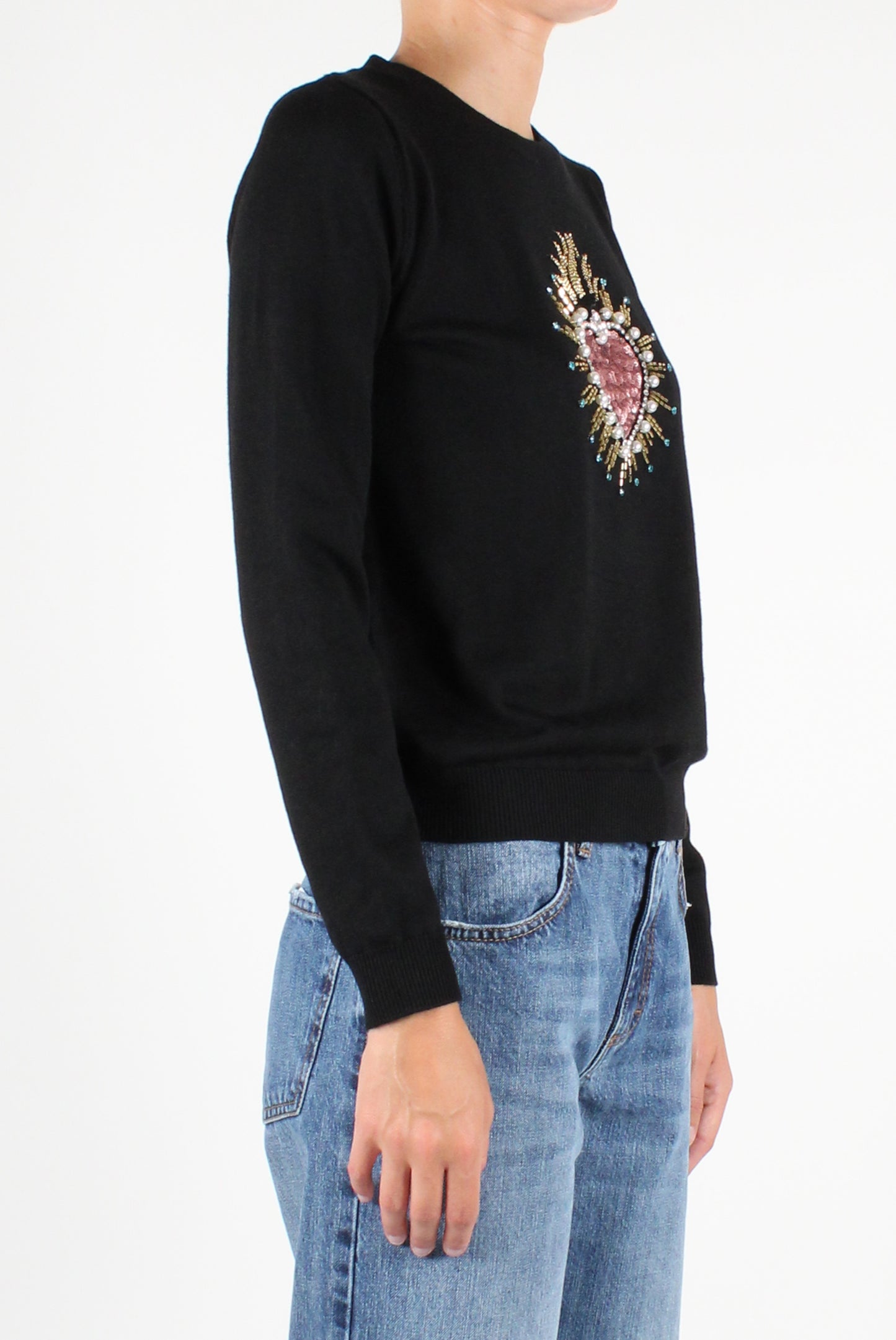 Sacred Heart Embroidery Crewneck Sweater