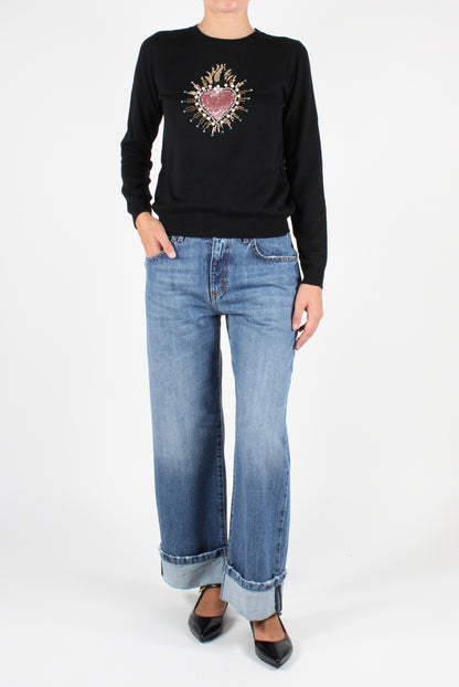 Sacred Heart Embroidery Crewneck Sweater