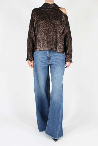 Animalier Laminated Sweater with Cut-out