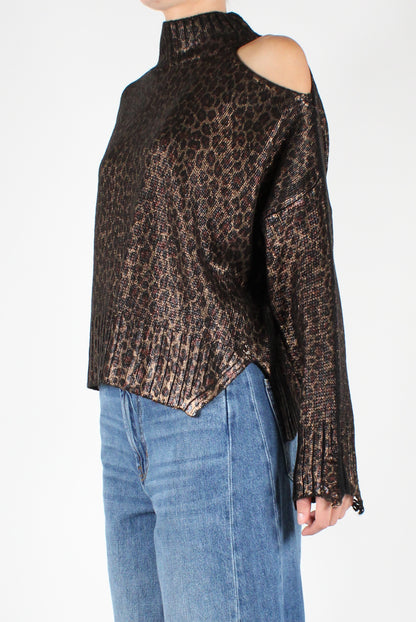 Animalier Laminated Sweater with Cut-out