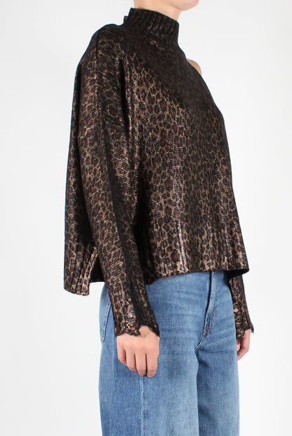 Animalier Laminated Sweater with Cut-out