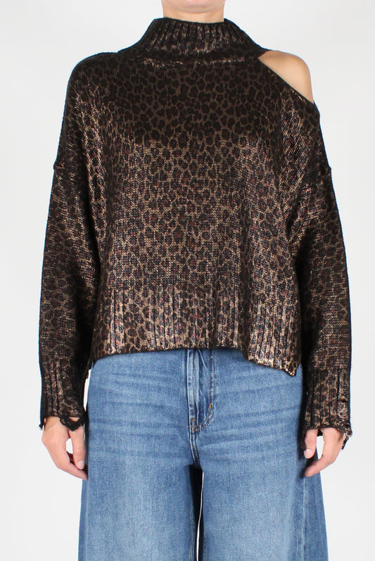 Animalier Laminated Sweater with Cut-out