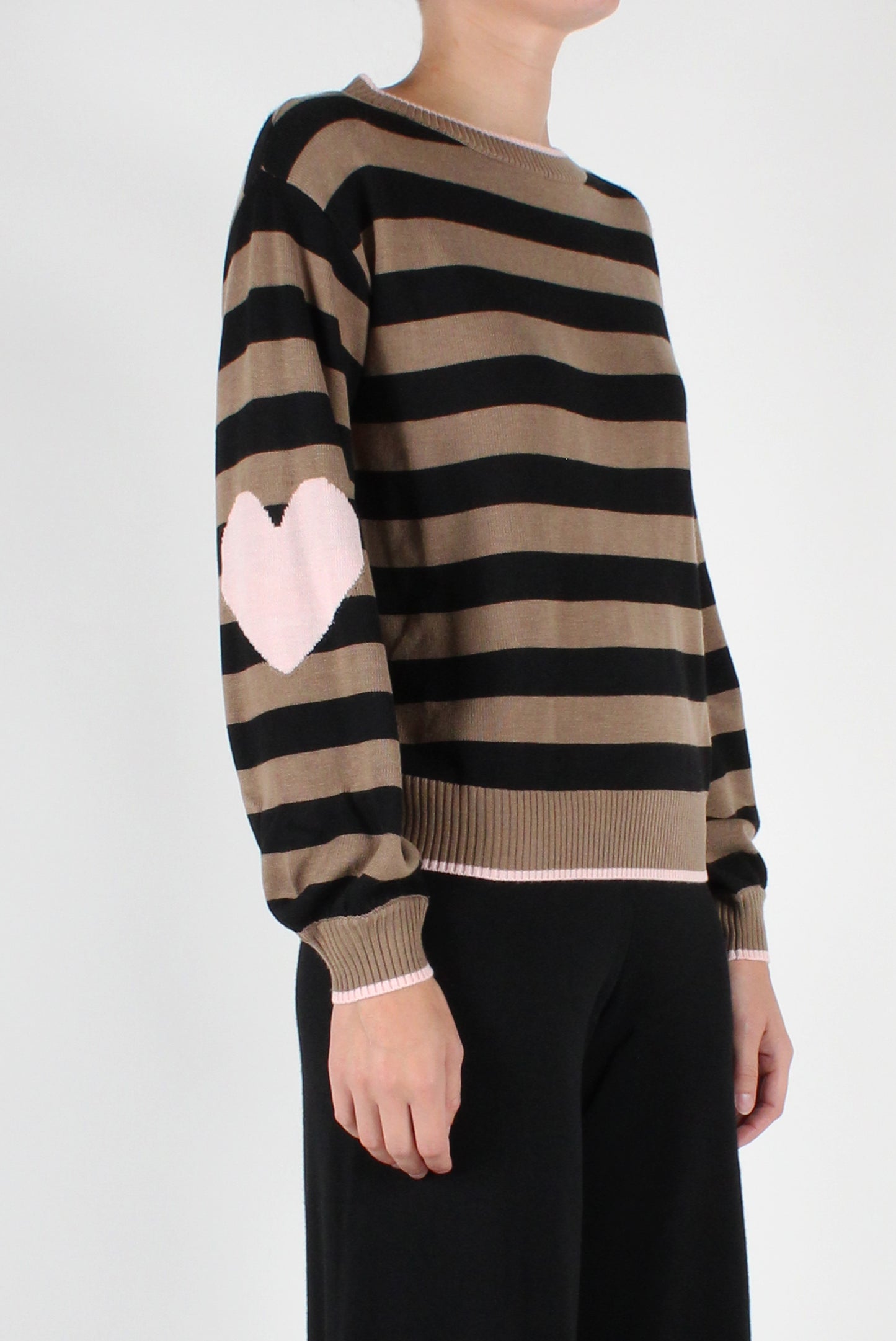 Heart Striped Crewneck Sweater