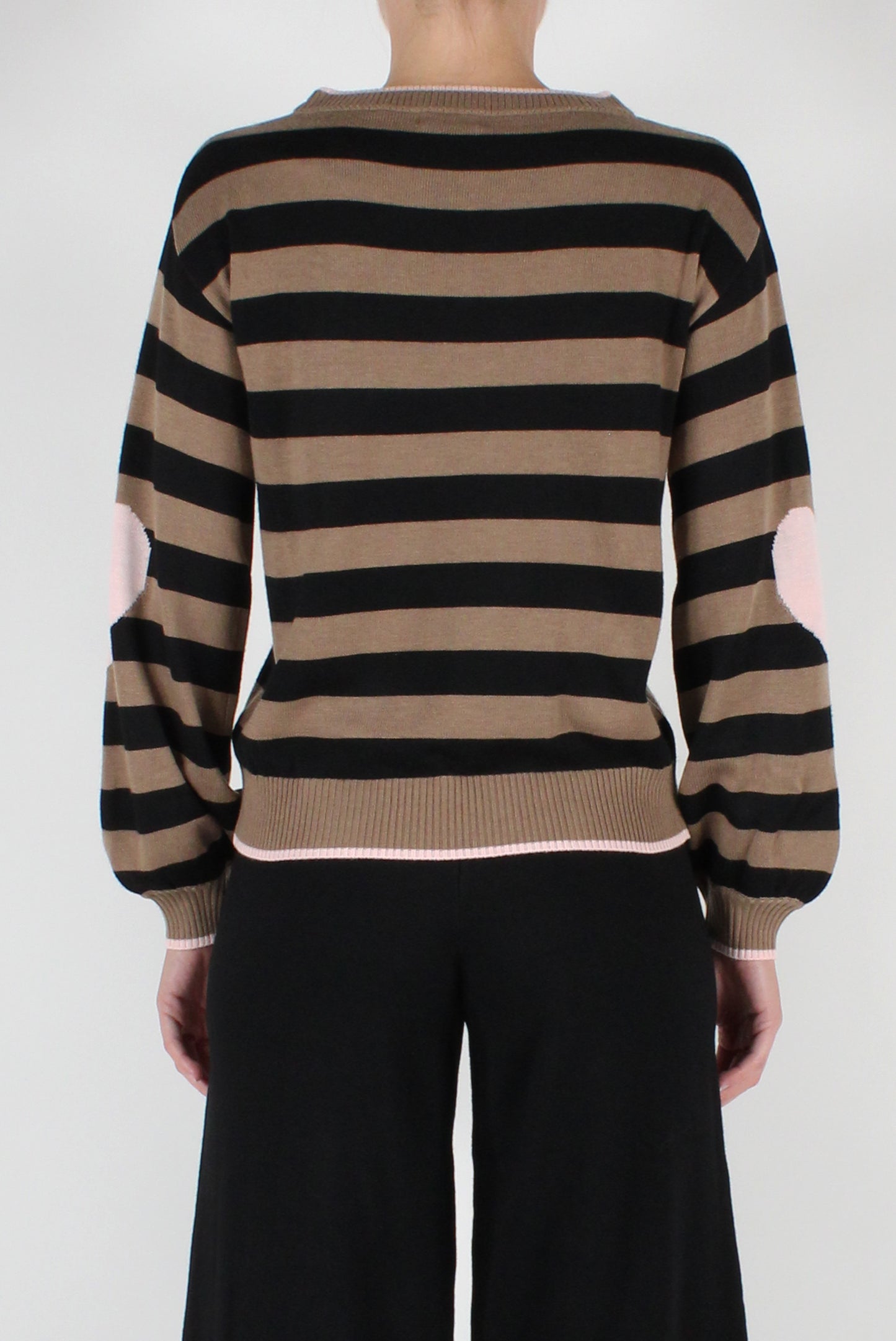 Heart Striped Crewneck Sweater