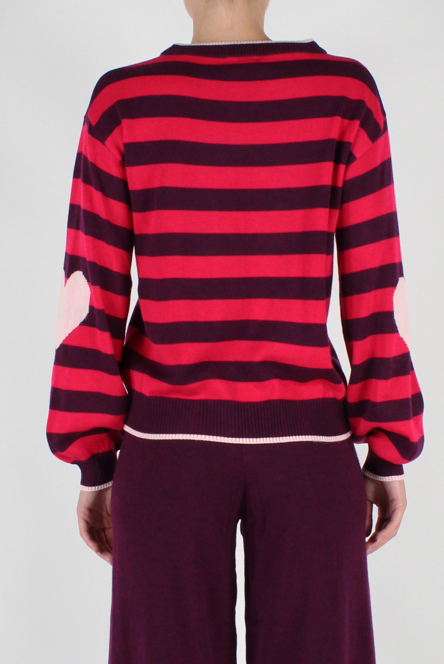 Heart Striped Crewneck Sweater