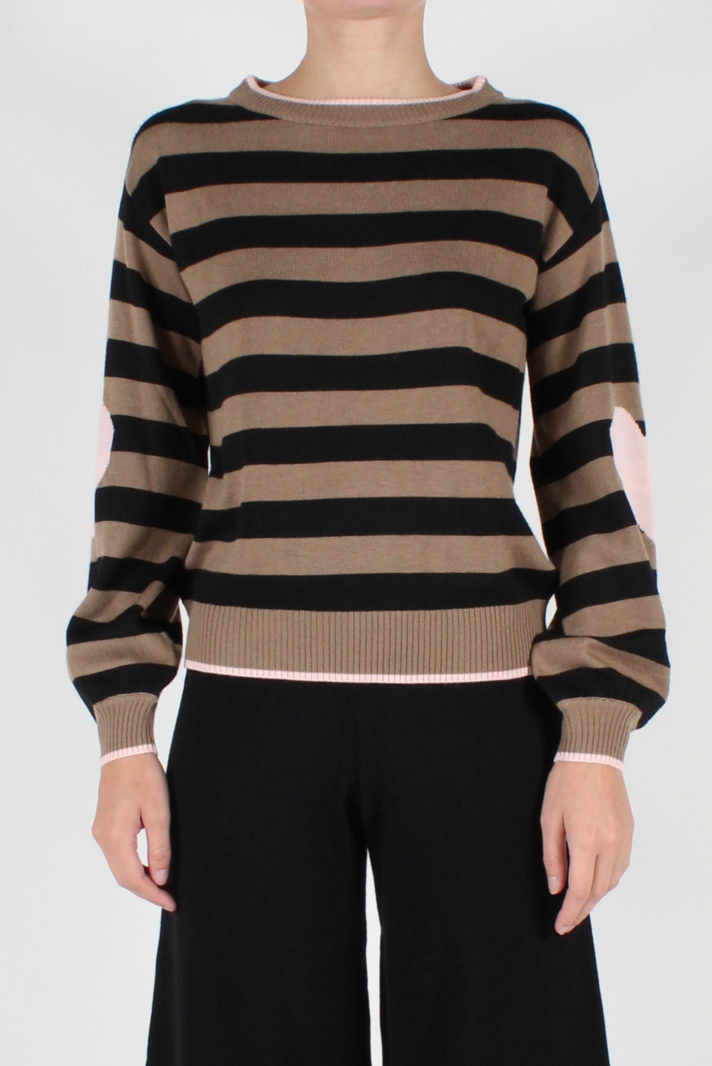 Heart Striped Crewneck Sweater