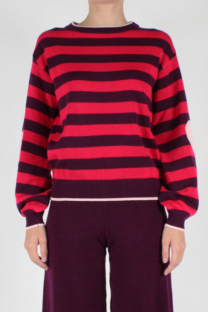 Heart Striped Crewneck Sweater