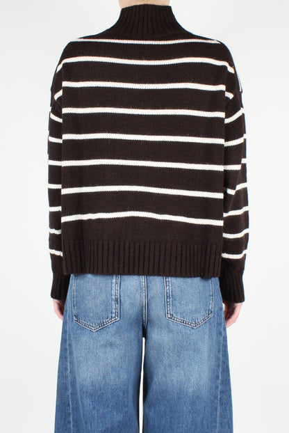 High Neck Striped Sweater