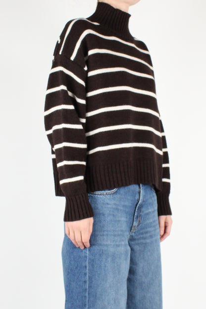 High Neck Striped Sweater