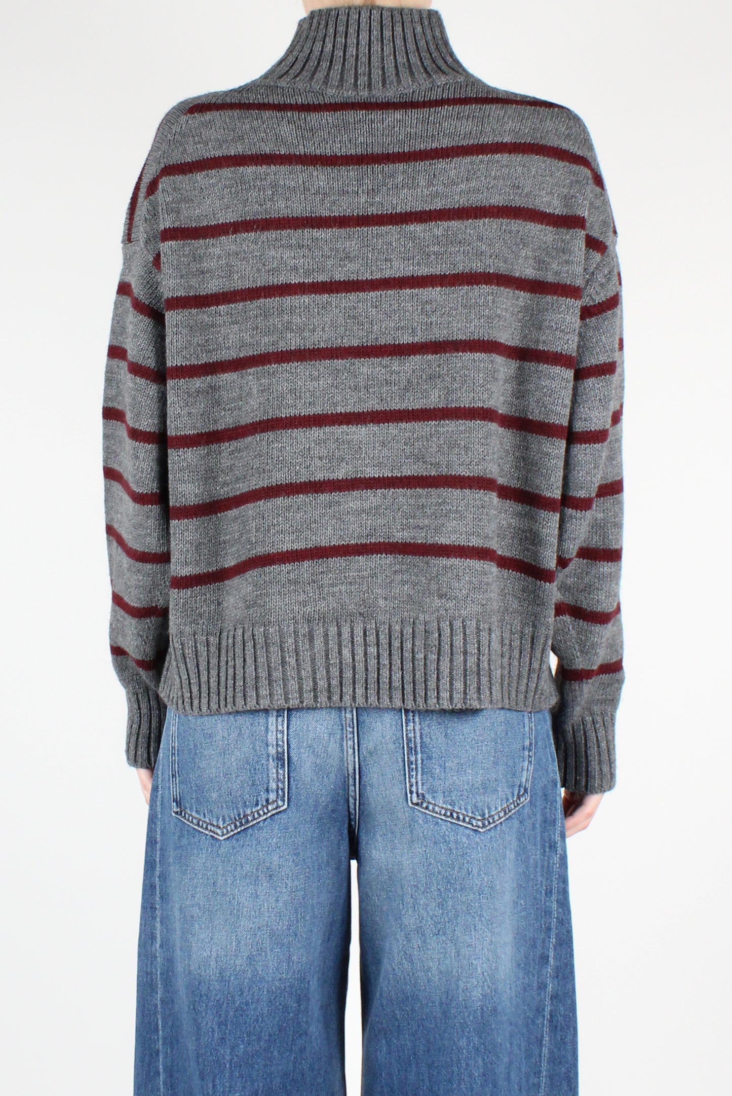 High Neck Striped Sweater