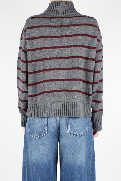 High Neck Striped Sweater