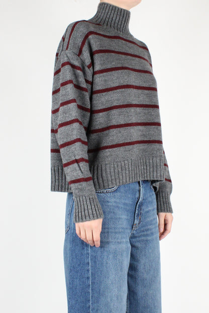 High Neck Striped Sweater