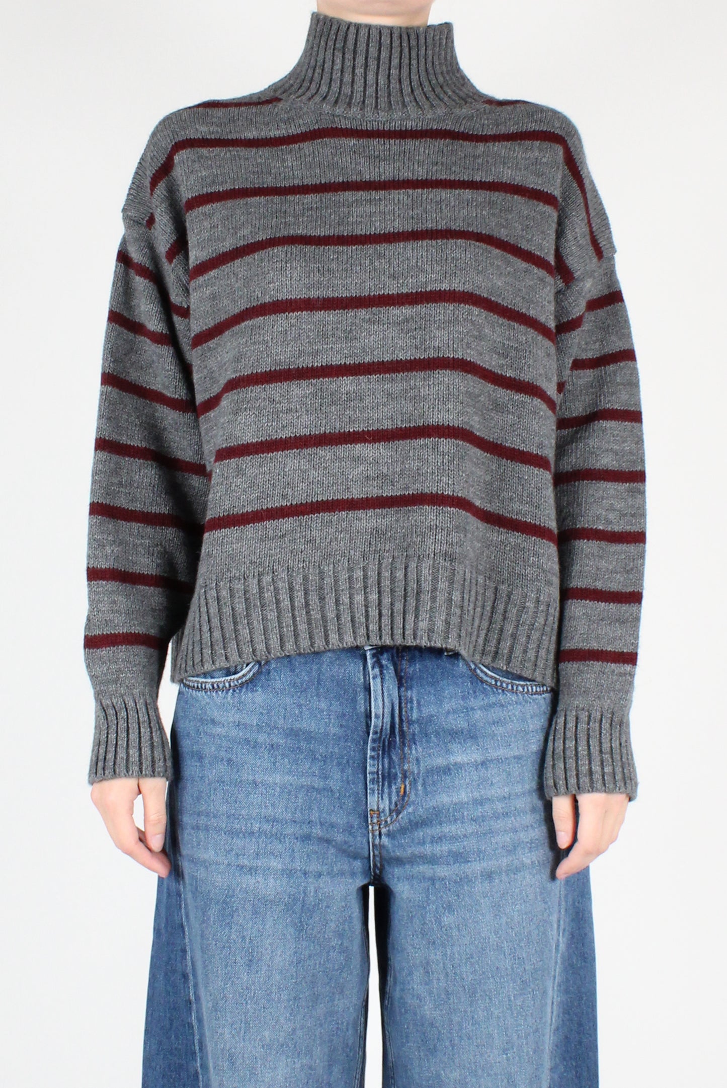 High Neck Striped Sweater