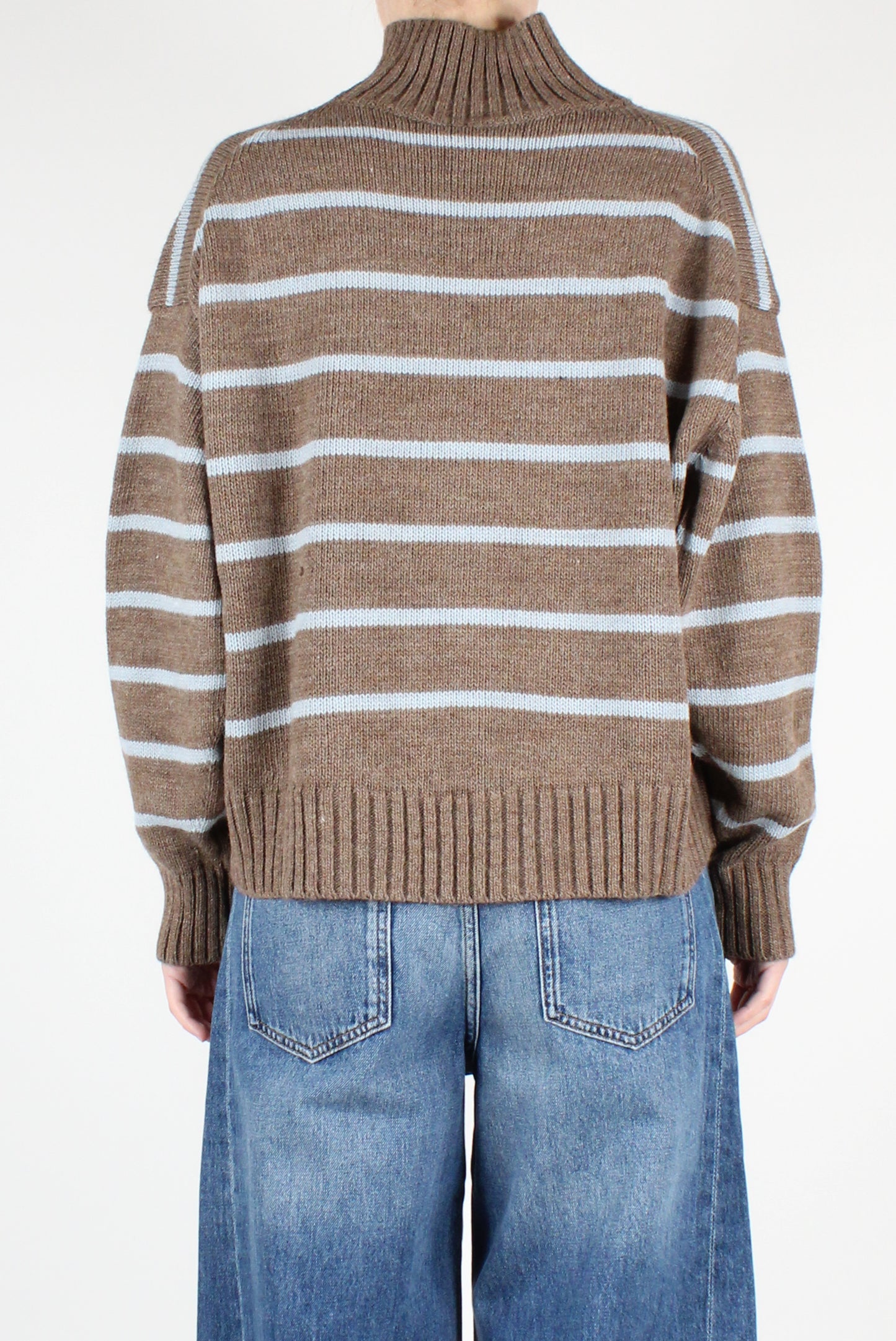 High Neck Striped Sweater