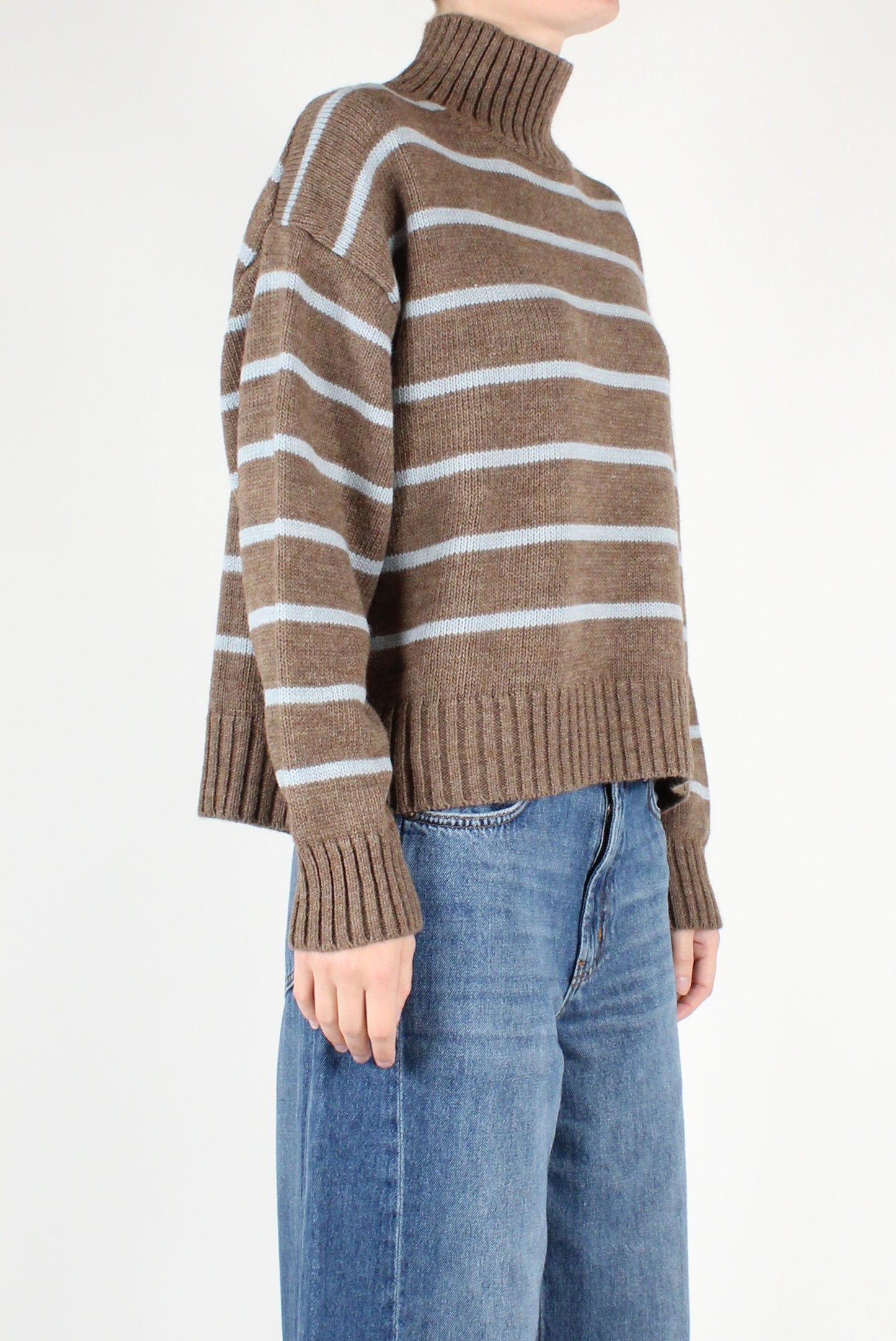 High Neck Striped Sweater