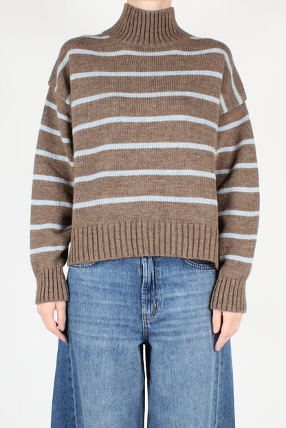 High Neck Striped Sweater