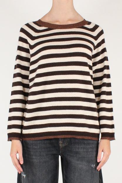 Maglione Scollo Tondo a Righe con Lurex