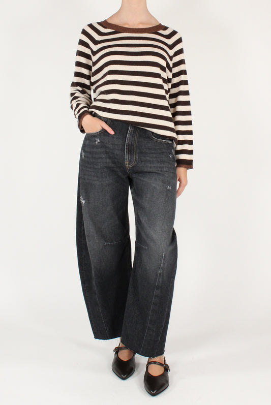 Maglione Scollo Tondo a Righe con Lurex