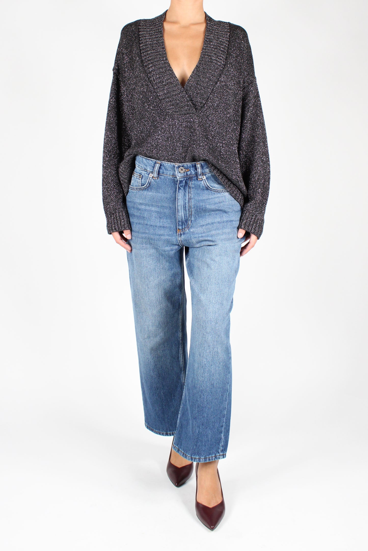 V-Neck Sweater with Lurex