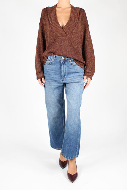 V-Neck Sweater with Lurex