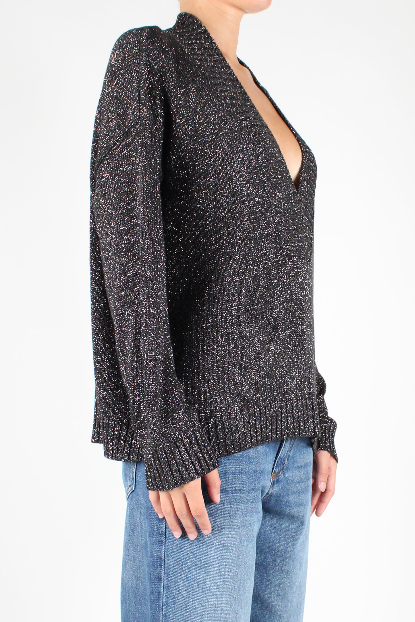 V-Neck Sweater with Lurex