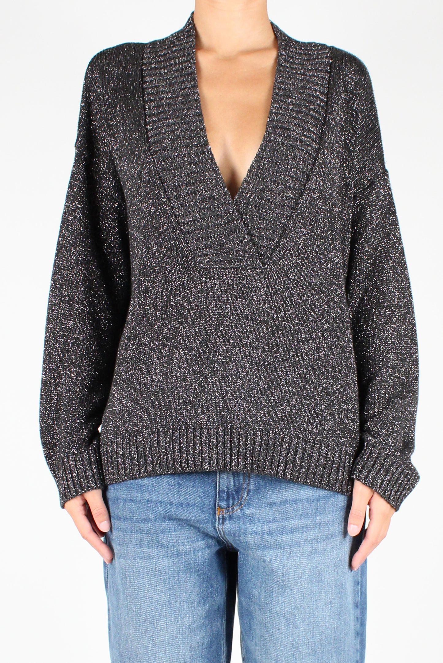 V-Neck Sweater with Lurex