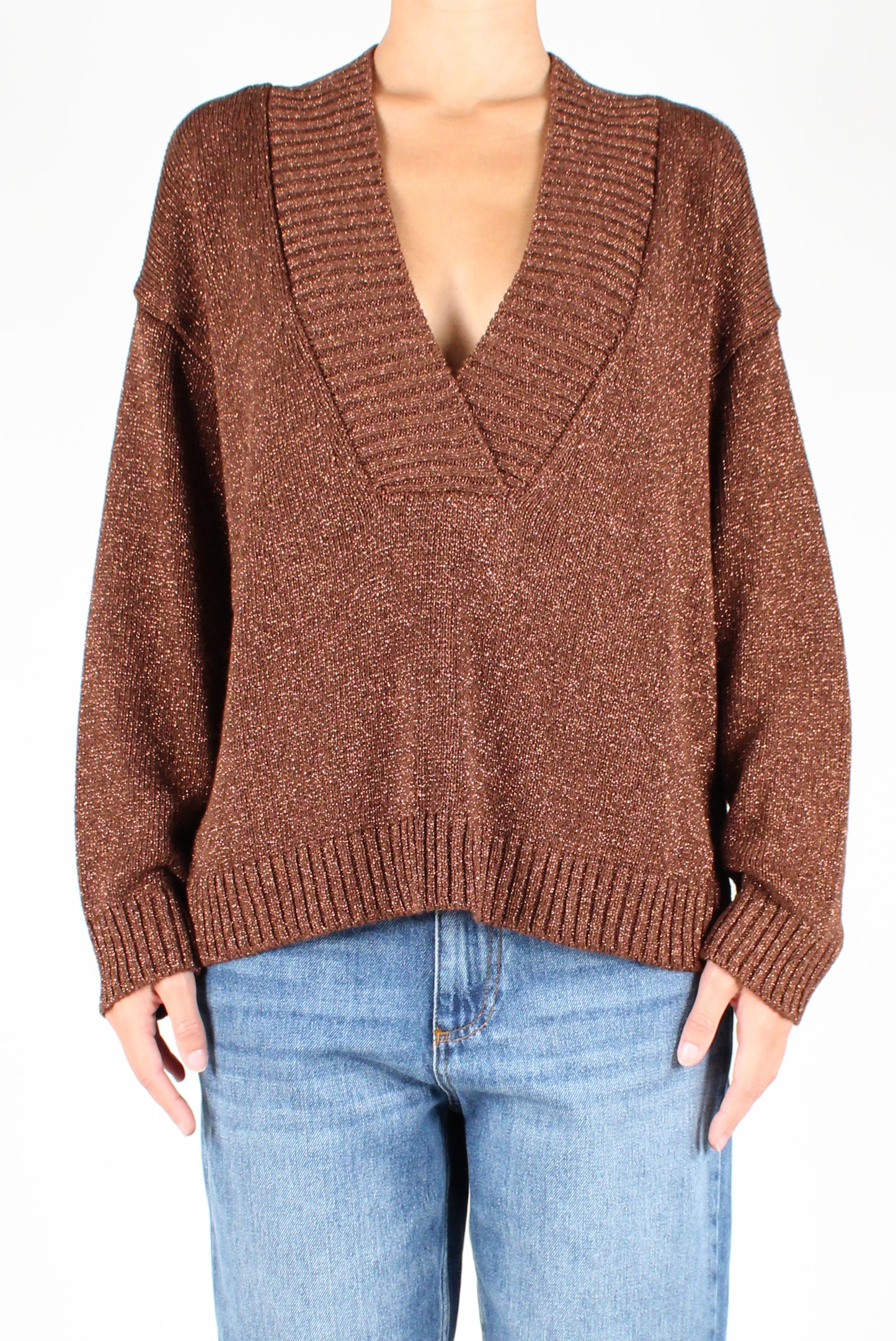 V-Neck Sweater with Lurex