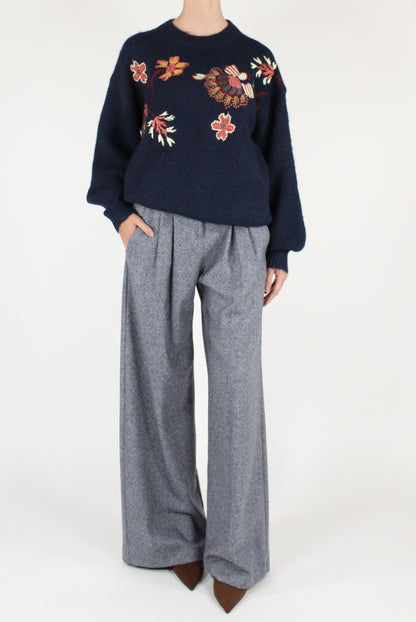 Maglione con Fiori Ricamati