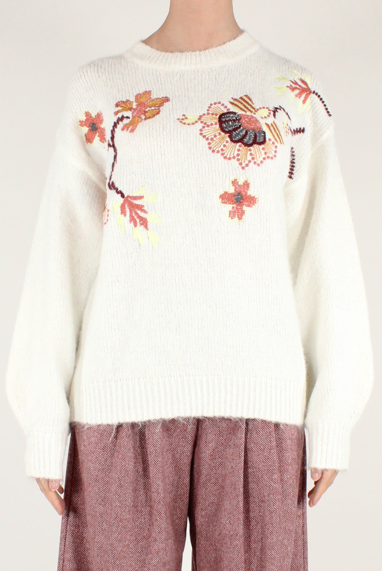 Maglione con Fiori Ricamati