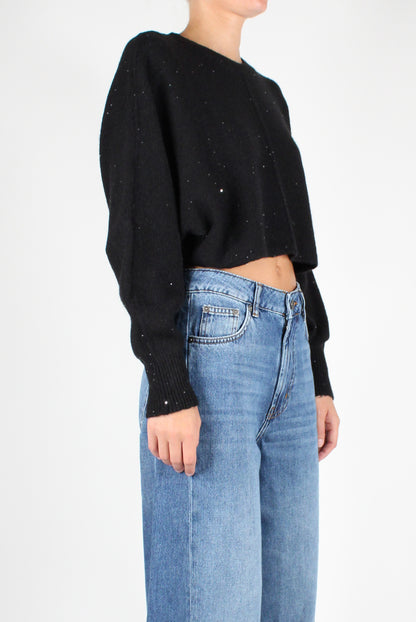 Sequin Crewneck Crop Sweater