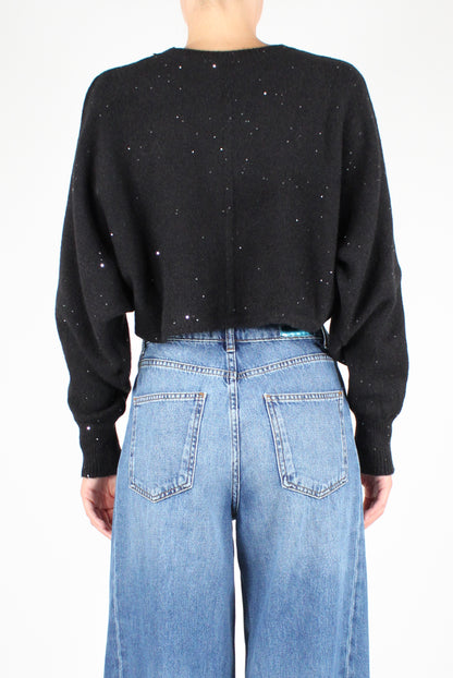 Sequin Crewneck Crop Sweater