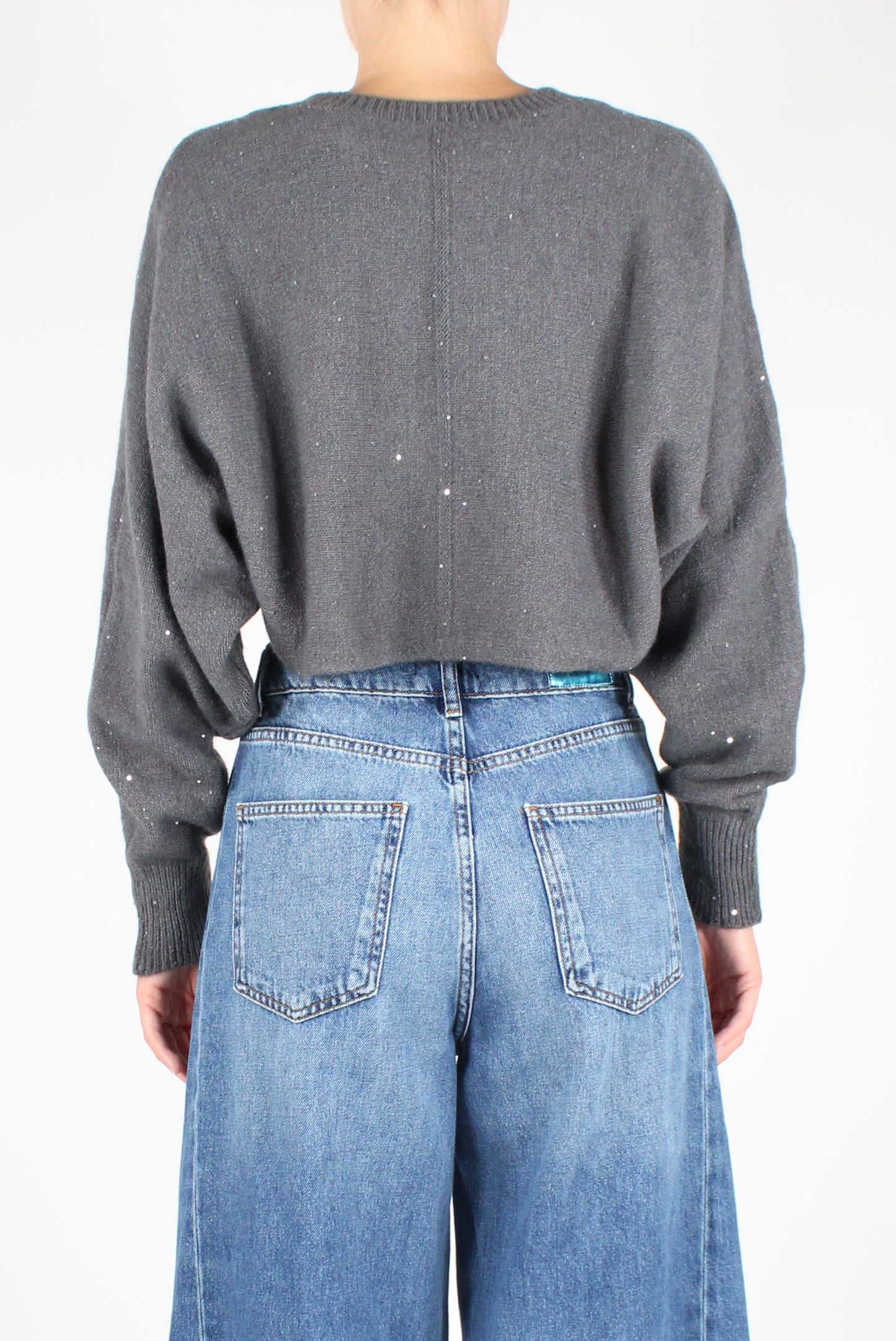 Sequin Crewneck Crop Sweater