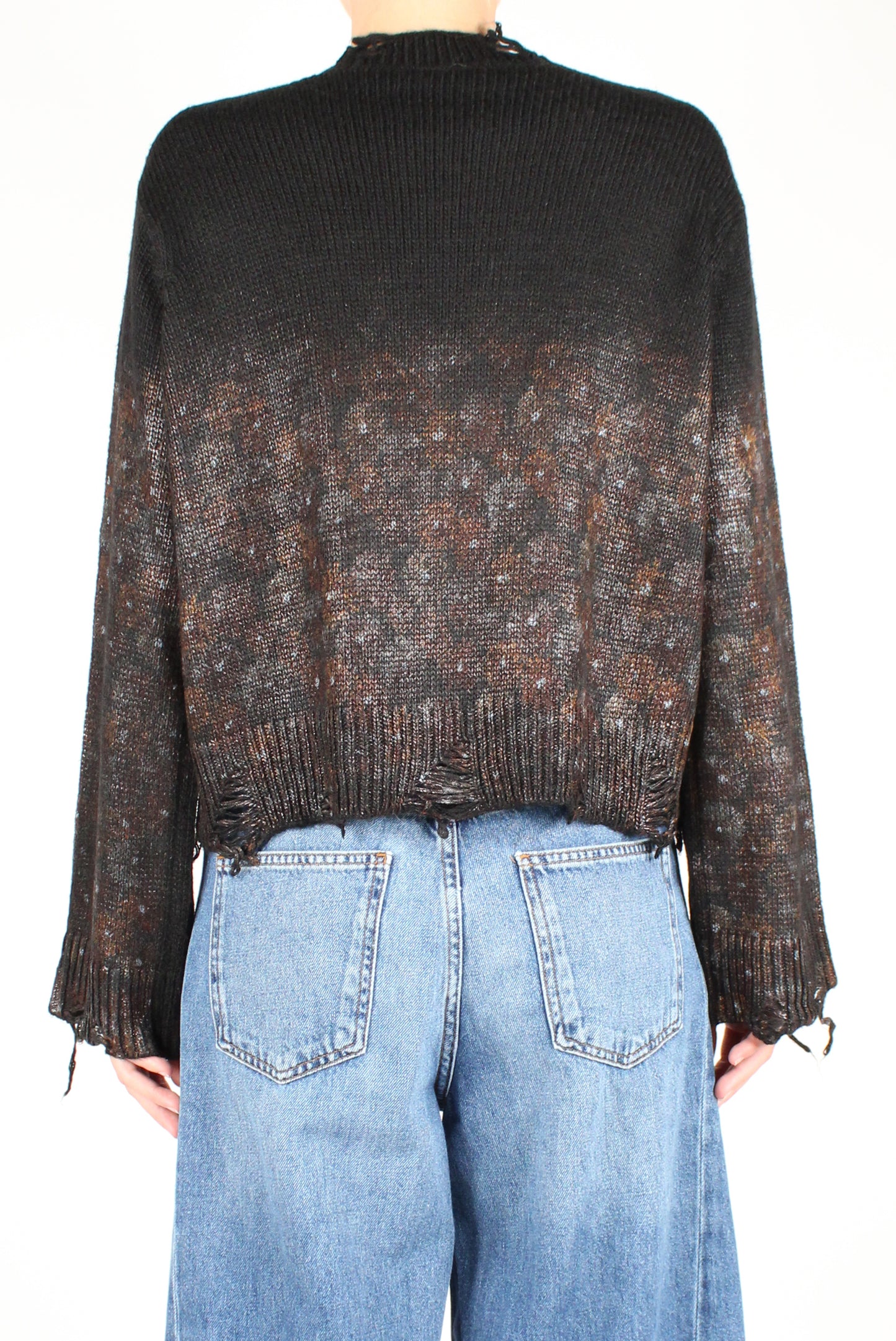 V-Neck Sweater with Laminated Cut-out