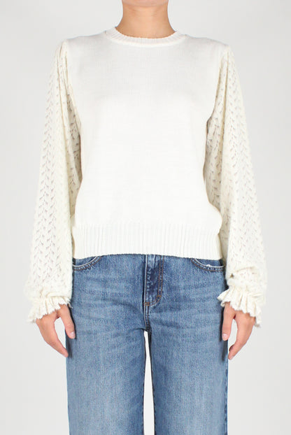 Lace Puff Sleeve Sweater