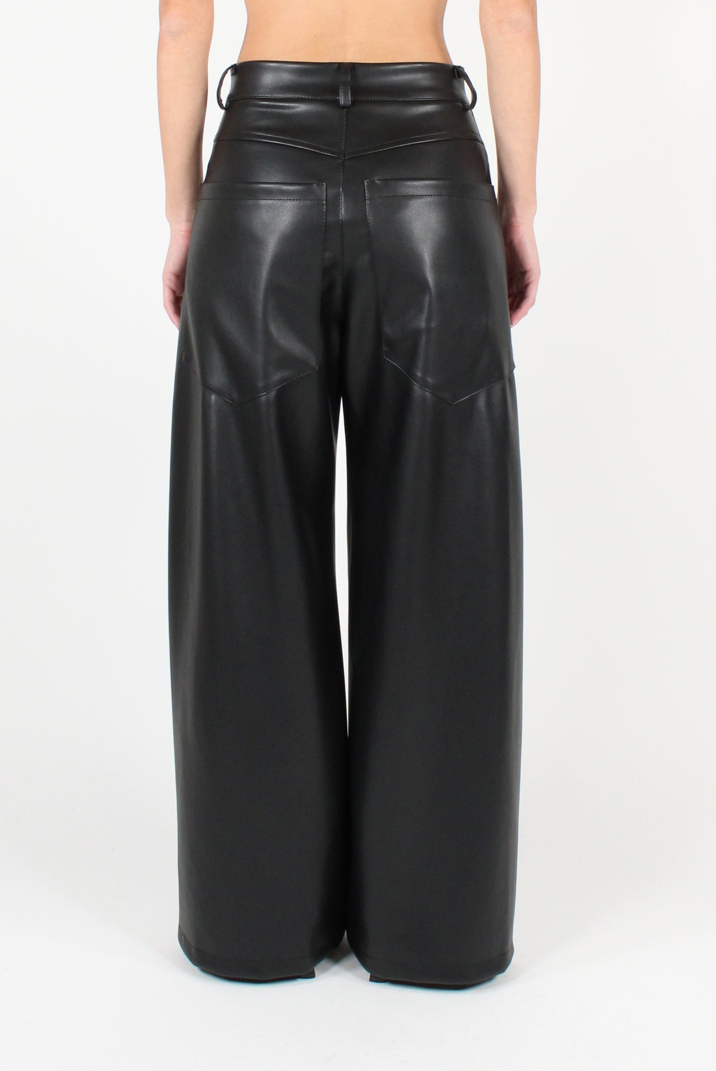 Soft Faux Leather Trousers with Pockets