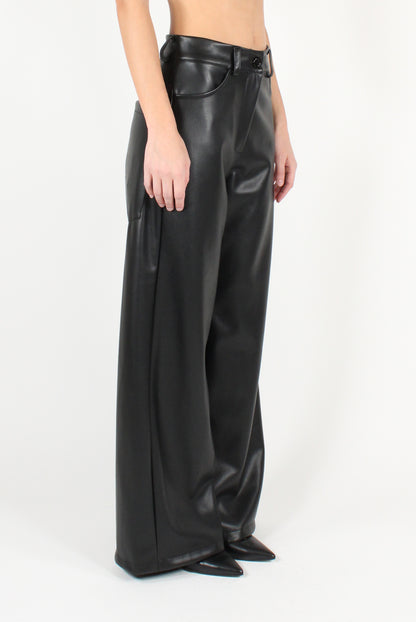 Soft Faux Leather Trousers with Pockets