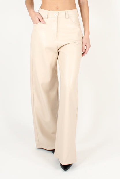 Soft Faux Leather Trousers with Pockets