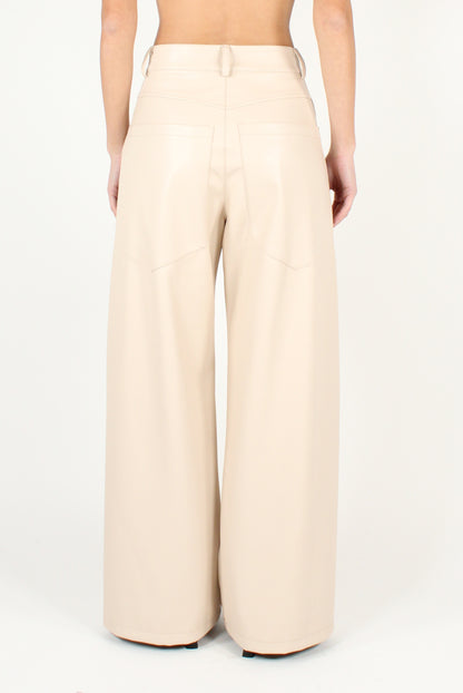 Soft Faux Leather Trousers with Pockets