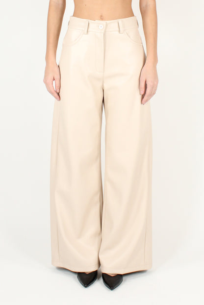 Soft Faux Leather Trousers with Pockets