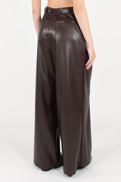 Eco-leather trousers with pleats