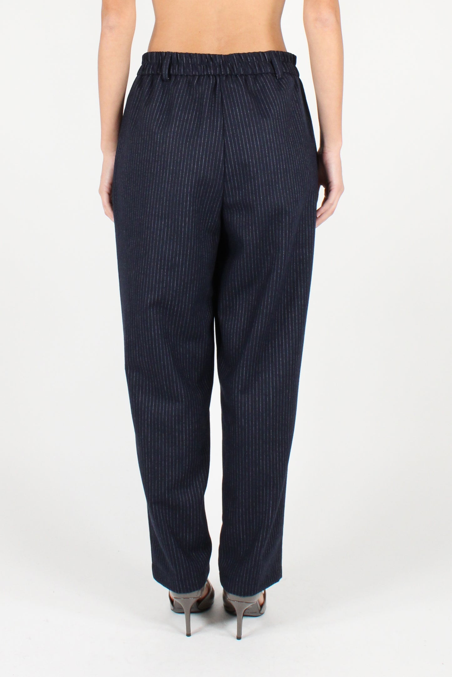 Balloon Cut Pinstriped Trousers